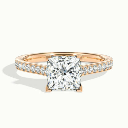 2.30 Ct In Princess Bardot Scallop Engagement Ring