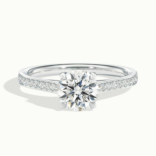 2.30 Ct In Round Bardot Scallop Engagement Ring