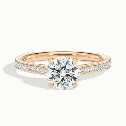 2.30 Ct In Round Bardot Scallop Engagement Ring