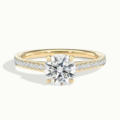 2.30 Ct In Round Bardot Scallop Engagement Ring