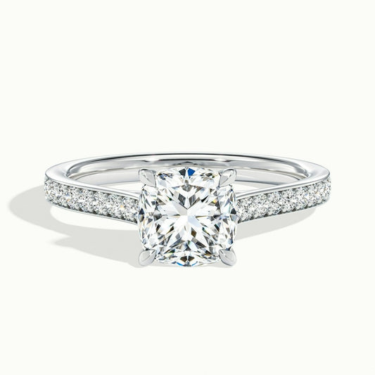 2.50 Ct In Cushion Bardot Scallop Engagement Ring