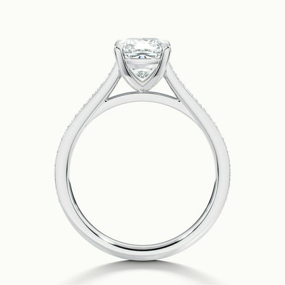 2.50 Ct In Cushion Bardot Scallop Engagement Ring