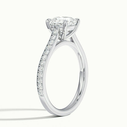 2.50 Ct In Cushion Bardot Scallop Engagement Ring