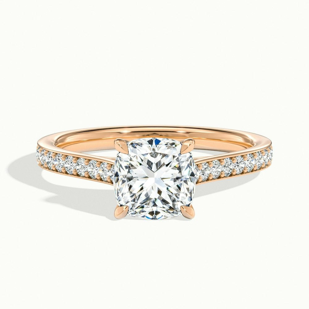 2.50 Ct In Cushion Bardot Scallop Engagement Ring