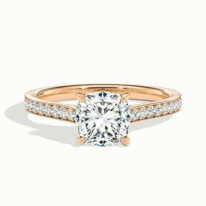 2.50 Ct In Cushion Bardot Scallop Engagement Ring