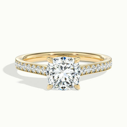 2.50 Ct In Cushion Bardot Scallop Engagement Ring