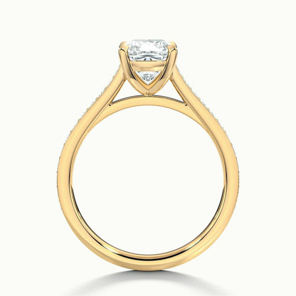 2.50 Ct In Cushion Bardot Scallop Engagement Ring
