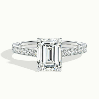 2.50 Ct In Emerald Bardot Scallop Engagement Ring