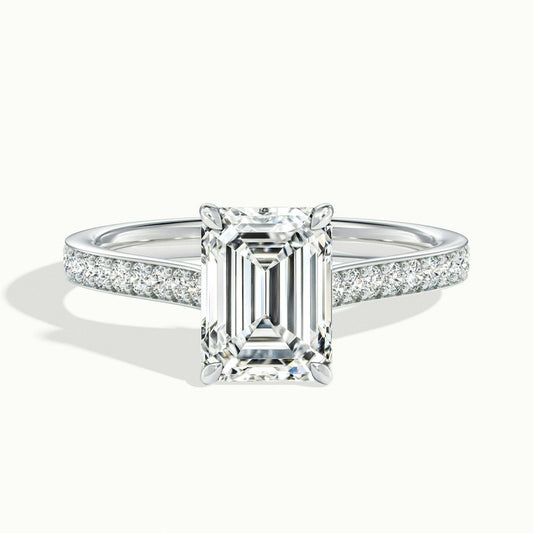 2.50 Ct In Emerald Bardot Scallop Engagement Ring