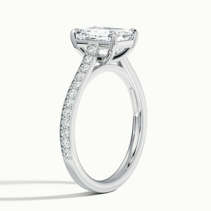 2.50 Ct In Emerald Bardot Scallop Engagement Ring