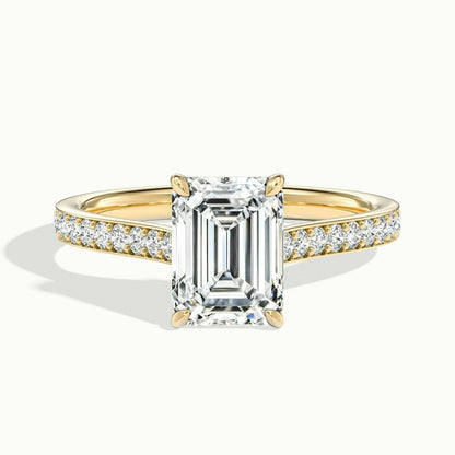 2.50 Ct In Emerald Bardot Scallop Engagement Ring