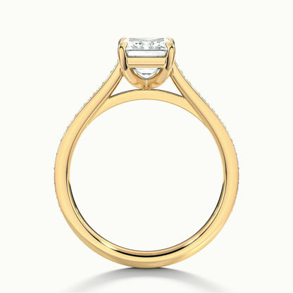 2.50 Ct In Emerald Bardot Scallop Engagement Ring