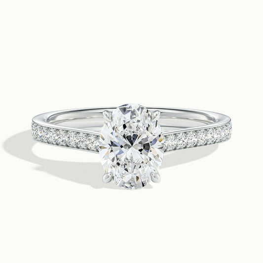 2.50 Ct In Oval Bardot Scallop Engagement Ring