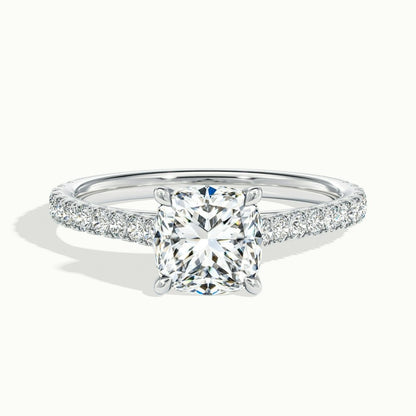 2.40 Ct In Cushion Bardot Scallop Engagement Ring