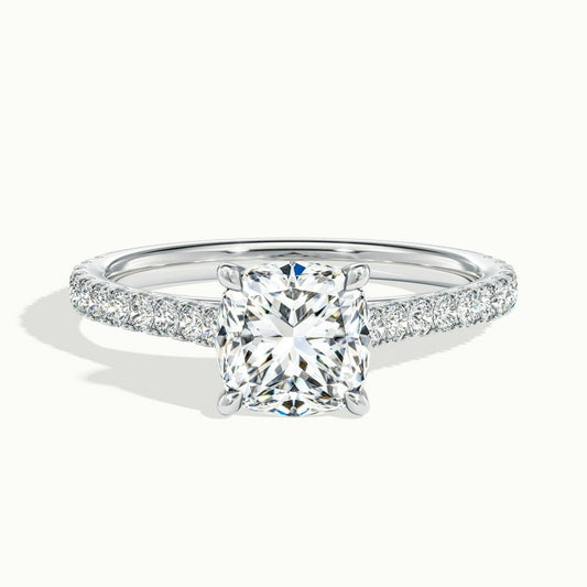 2.40 Ct In Cushion Bardot Scallop Engagement Ring