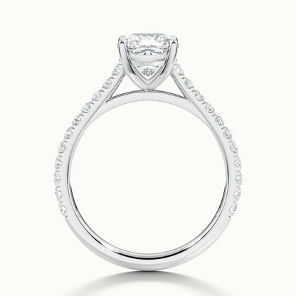 2.40 Ct In Cushion Bardot Scallop Engagement Ring