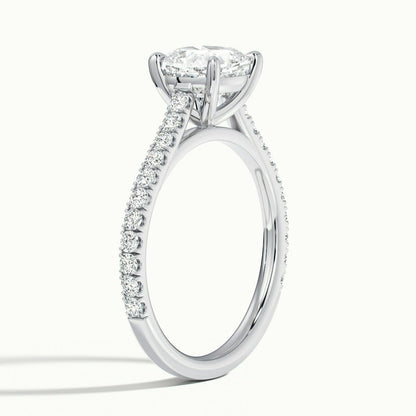 2.40 Ct In Cushion Bardot Scallop Engagement Ring