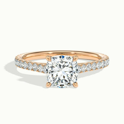 2.40 Ct In Cushion Bardot Scallop Engagement Ring