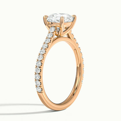 2.40 Ct In Cushion Bardot Scallop Engagement Ring