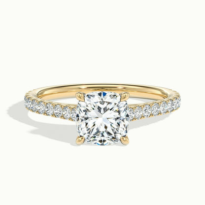 2.40 Ct In Cushion Bardot Scallop Engagement Ring