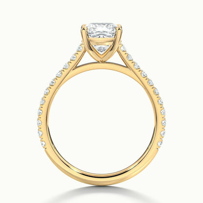2.40 Ct In Cushion Bardot Scallop Engagement Ring