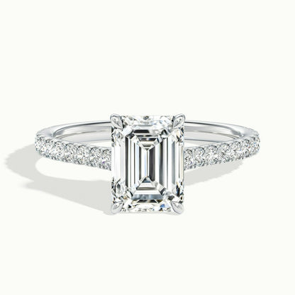 2.40 Ct In Emerald Bardot Scallop Engagement Ring