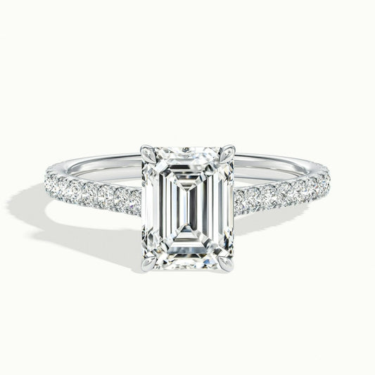 2.40 Ct In Emerald Bardot Scallop Engagement Ring