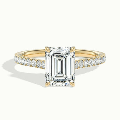 2.40 Ct In Emerald Bardot Scallop Engagement Ring