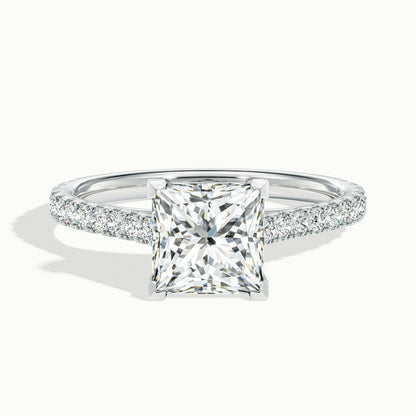 2.40 Ct In Princess Bardot Scallop Engagement Ring