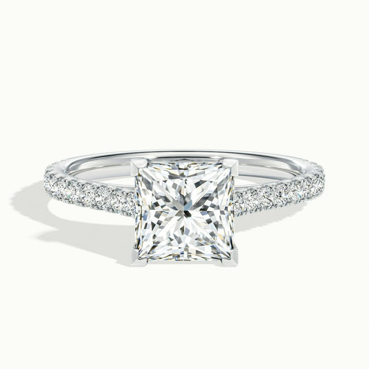 2.40 Ct In Princess Bardot Scallop Engagement Ring
