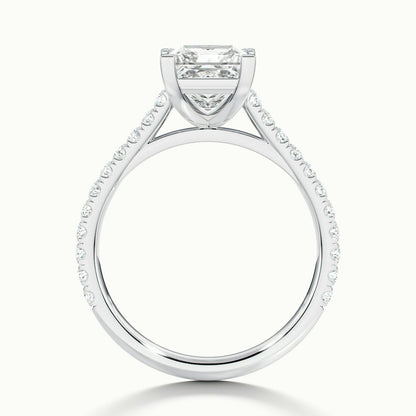 2.40 Ct In Princess Bardot Scallop Engagement Ring