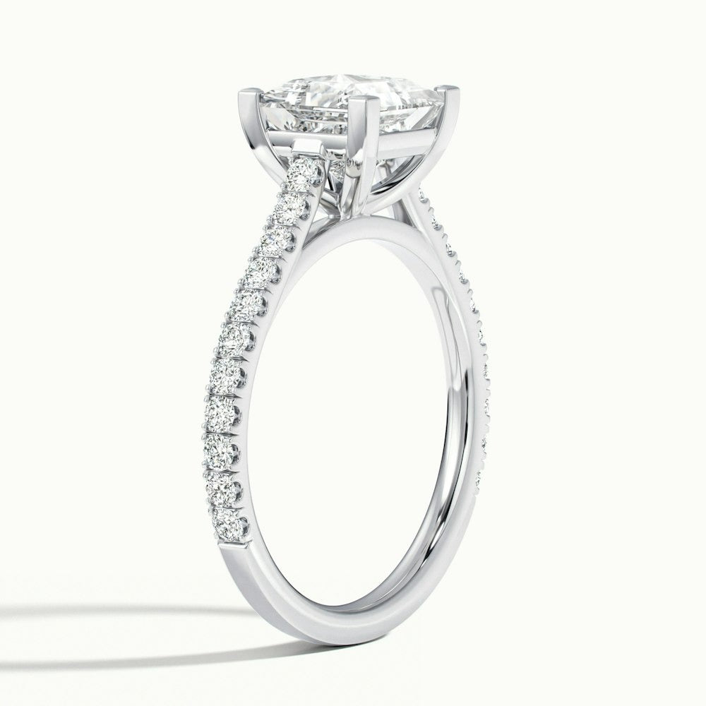 2.40 Ct In Princess Bardot Scallop Engagement Ring