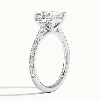 2.40 Ct In Princess Bardot Scallop Engagement Ring