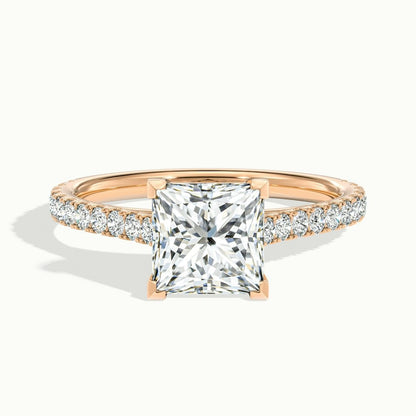 2.40 Ct In Princess Bardot Scallop Engagement Ring