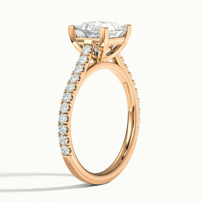 2.40 Ct In Princess Bardot Scallop Engagement Ring