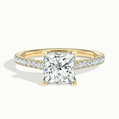 2.40 Ct In Princess Bardot Scallop Engagement Ring