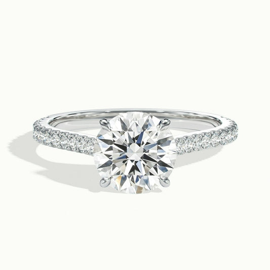 2.40 Ct In Round Bardot Scallop Engagement Ring