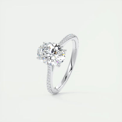 1.85 Ct Cathedral Royale Pavé Oval Floral Solitaire Ring