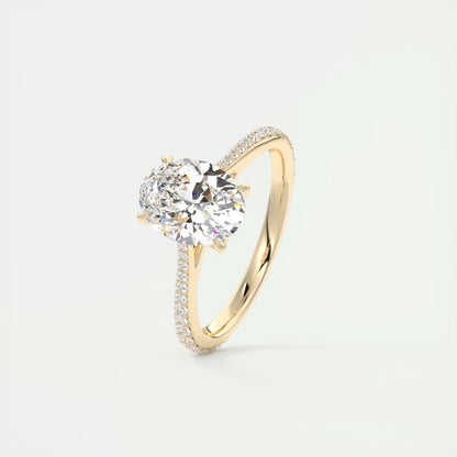 1.85 Ct Cathedral Royale Pavé Oval Floral Solitaire Ring