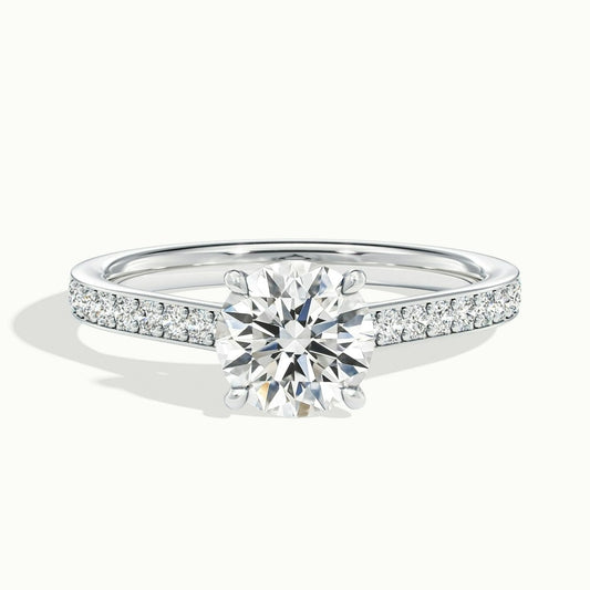 2.25 Ct In Round Bardot Scallop Engagement Ring