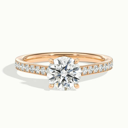 2.25 Ct In Round Bardot Scallop Engagement Ring