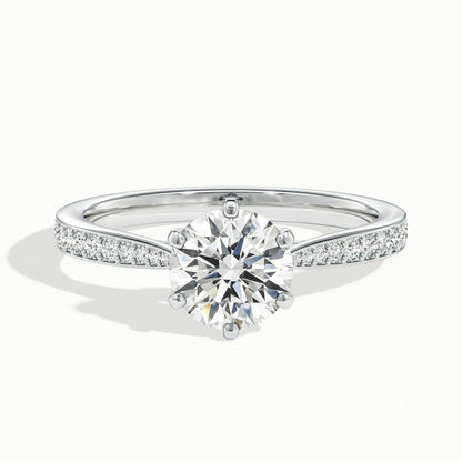 2.30 Ct In Round Bardot Scallop Engagement Ring