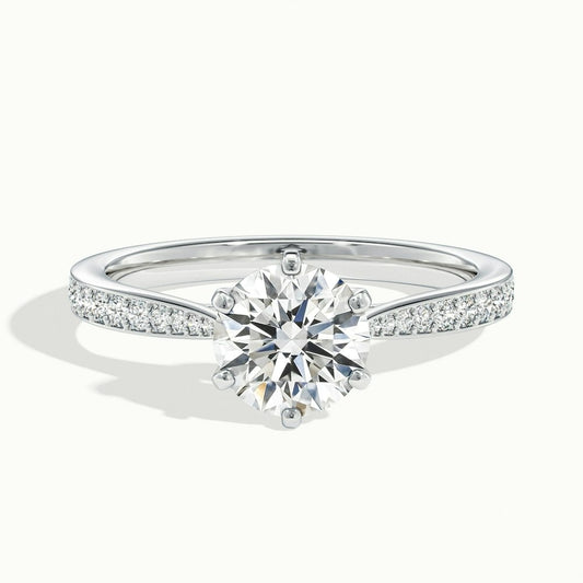 2.30 Ct In Round Bardot Scallop Engagement Ring