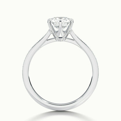 2.30 Ct In Round Bardot Scallop Engagement Ring