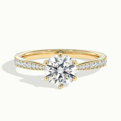 2.30 Ct In Round Bardot Scallop Engagement Ring