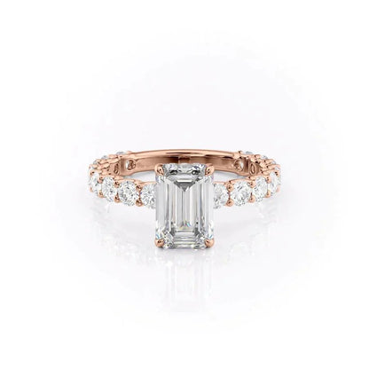 4.00 CT The Adelle Emerald Pave Diamonds Set Engagement Ring
