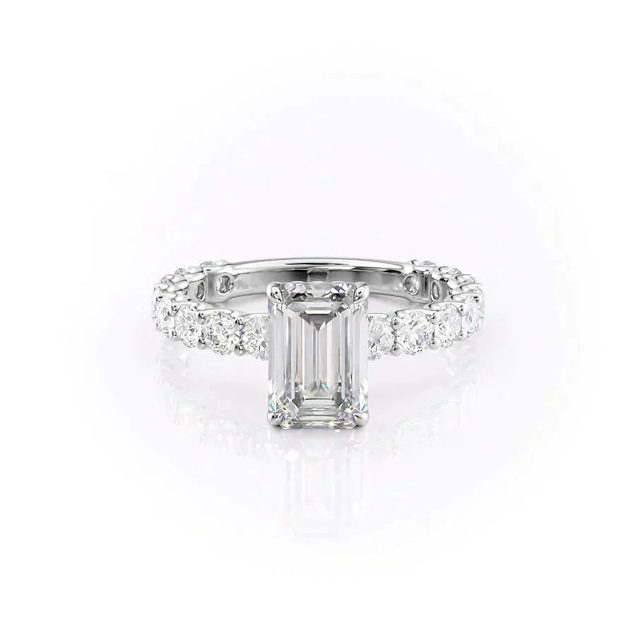 4.00 CT The Adelle Emerald Pave Diamonds Set Engagement Ring