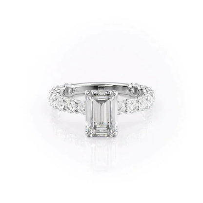 4.00 CT The Adelle Emerald Pave Diamonds Set Engagement Ring