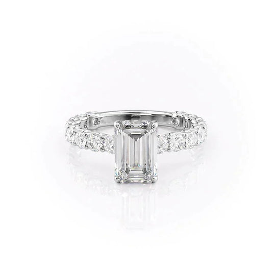 4.00 CT The Adelle Emerald Pave Diamonds Set Engagement Ring