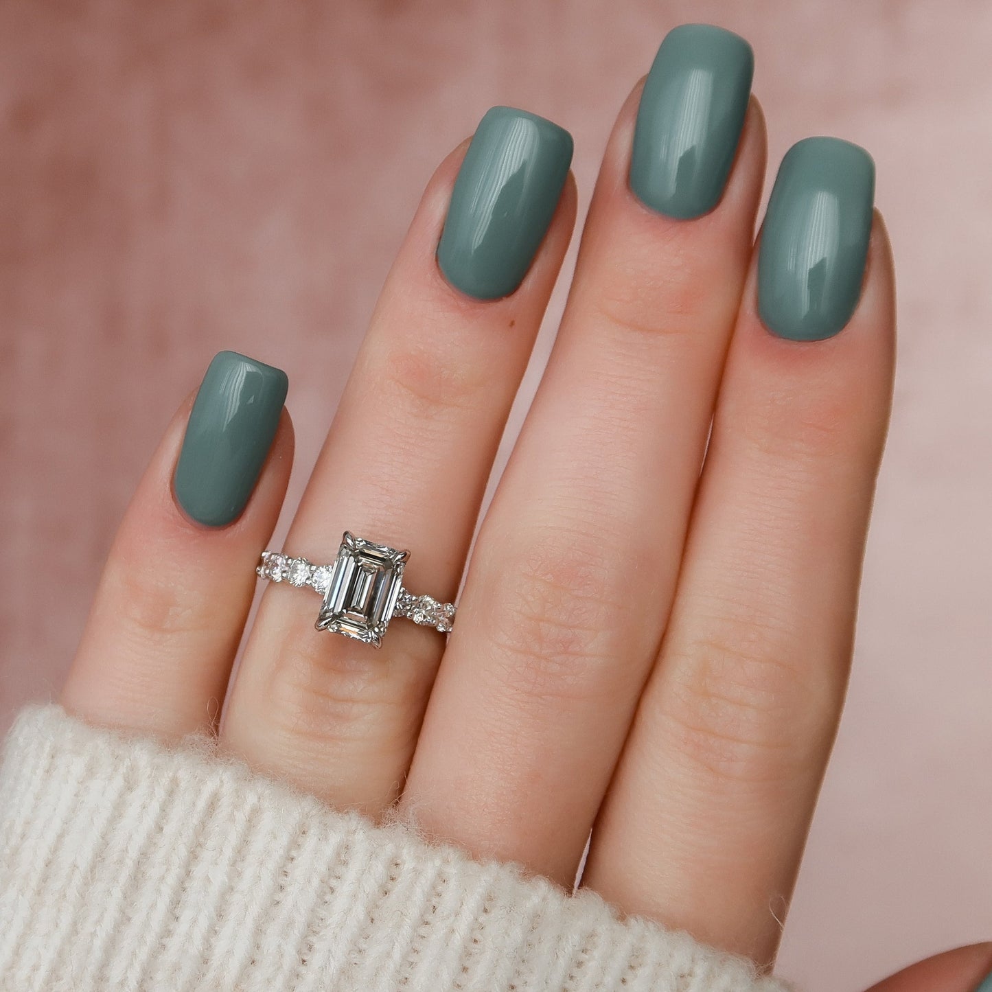 4.00 CT The Adelle Emerald Pave Diamonds Set Engagement Ring